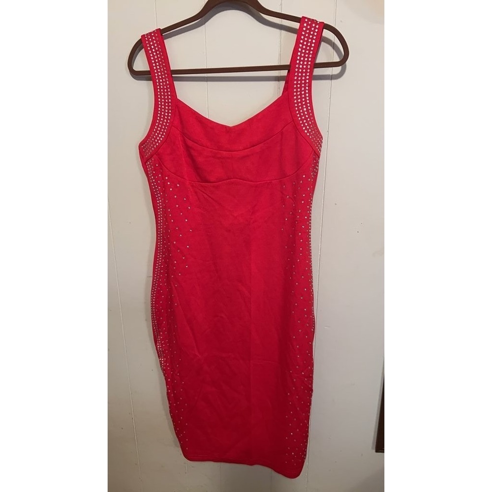 ChicMe Red Sleeveless Studded Bodycon Dress